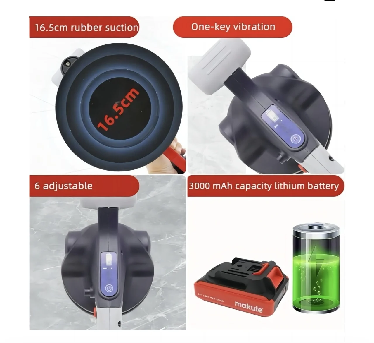 الة شفط و وضع السيراميك Ventouse vibrante Carrelage MAKUTE 21V TV1661 3