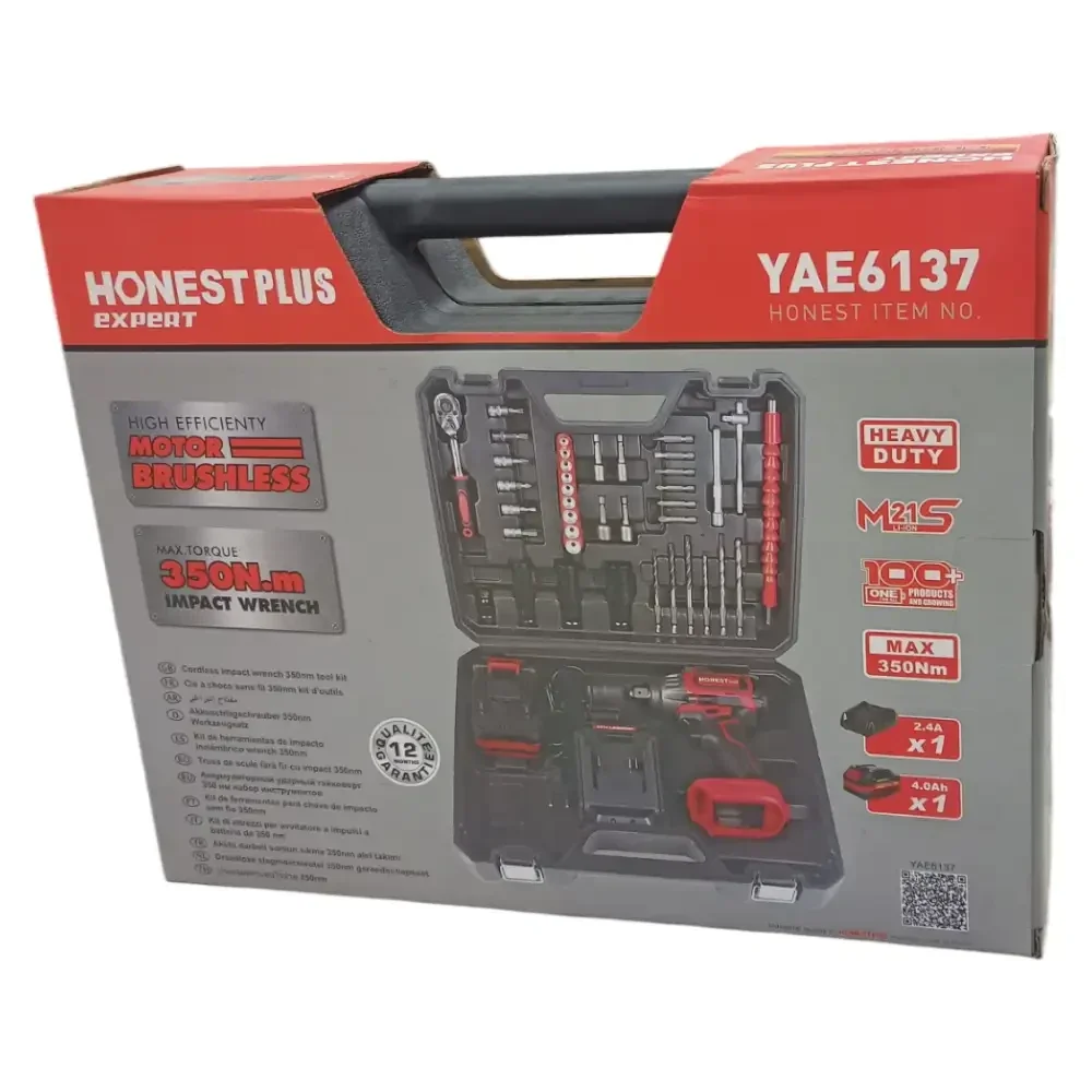 آلة فك البراغي لاسلكية clé à choc Batterie HONESTPLUS 21V YAE6137 + 39PCS 4