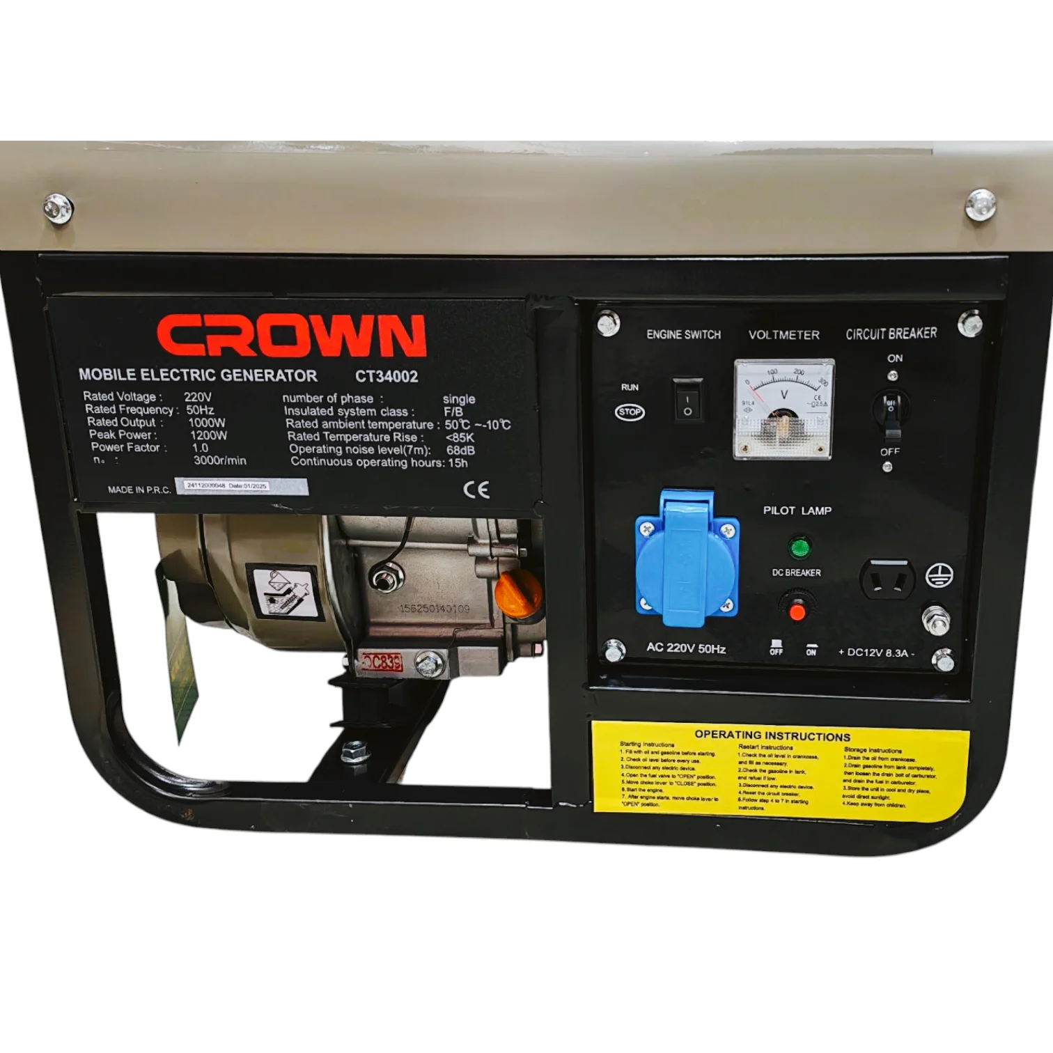 مولد كهربائي Groupe Electrogene Generateur Essence CROWN 1000W 01 KVA CT34002 4